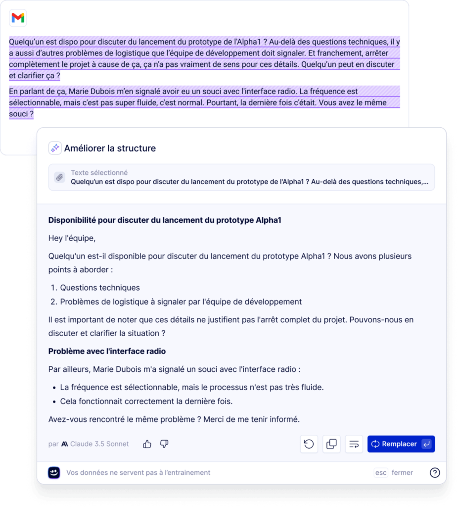 MAIA assistant redaction IA